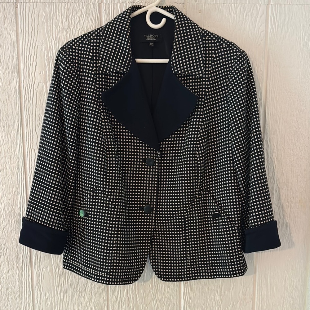 Talbots polka dot cropped blazer